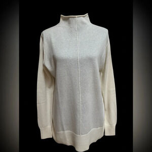 BANANA REPUBLIC CASHMERE BLEND ITALIAN WOOL - CLASSIC TUNIC CREAM SWEATER SZ MED